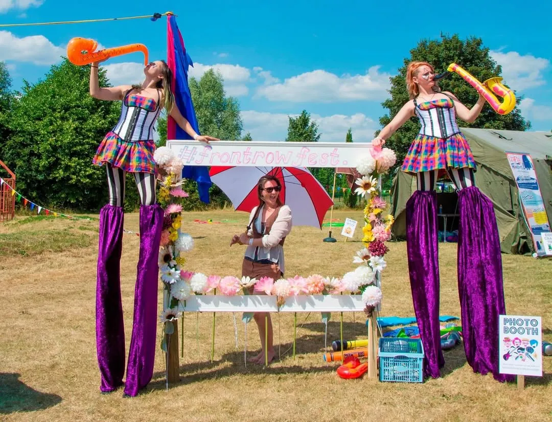 Stilt walker entertaining the crowd
